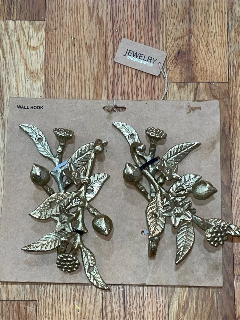 Gold Botanical Wall Hooks for Jewelry and Accessories - Set of 4
